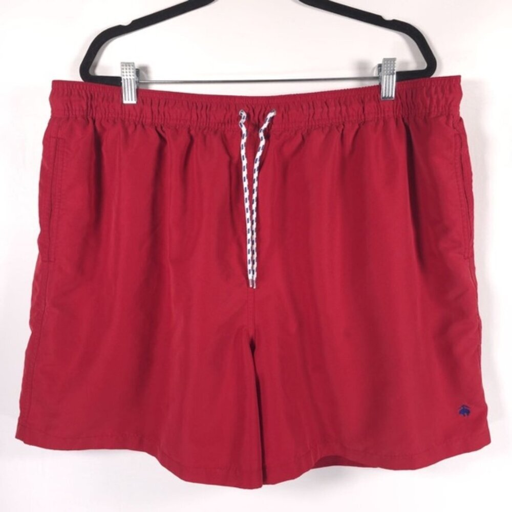 BROOKS BROTHERS Drawstring Red Swim Trunks Shorts Pockets Mesh Lined Size XXL